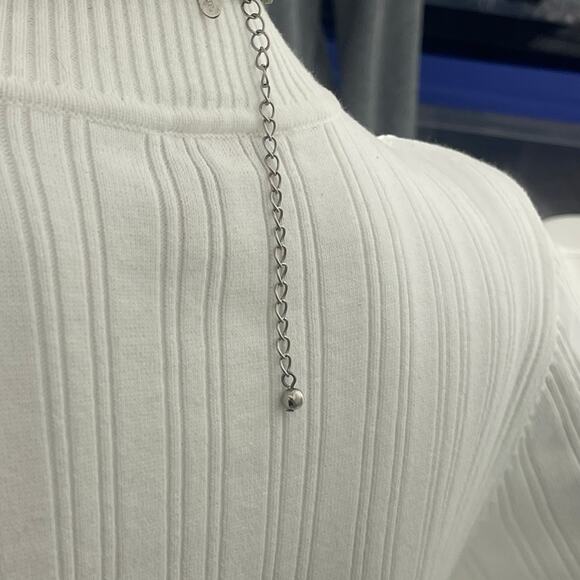 Chico's signed necklace long chunky chain link natural neutral blue tan boho - Picture 10 of 12